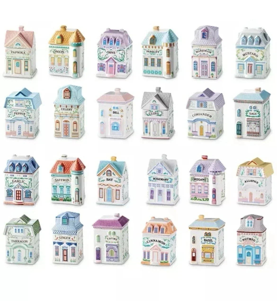Vintage 1989 Lenox Spice Village – Complete Set of 24 Houses No Rack New